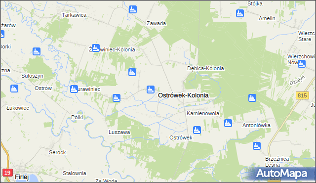 mapa Ostrówek-Kolonia gmina Ostrówek, Ostrówek-Kolonia gmina Ostrówek na mapie Targeo