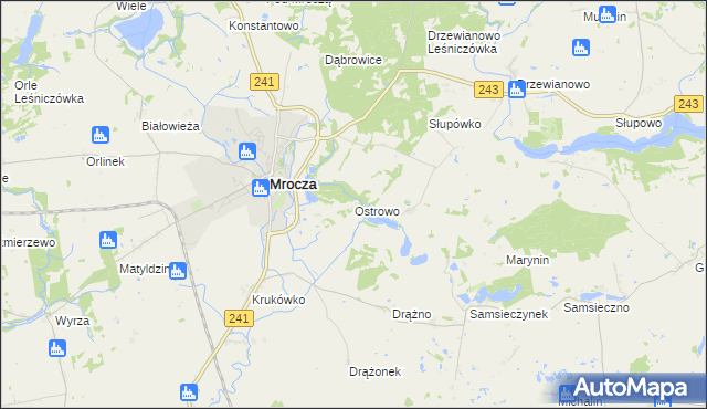 mapa Ostrowo gmina Mrocza, Ostrowo gmina Mrocza na mapie Targeo
