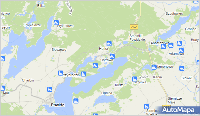 mapa Ostrowo gmina Powidz, Ostrowo gmina Powidz na mapie Targeo