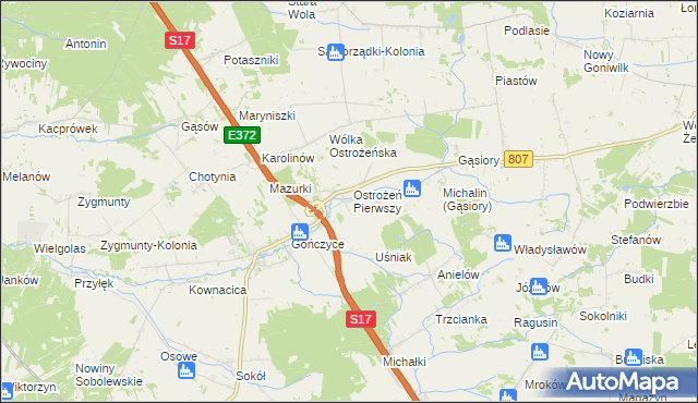 mapa Ostrożeń Drugi, Ostrożeń Drugi na mapie Targeo