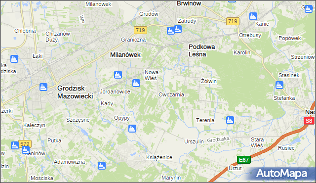 mapa Owczarnia gmina Brwinów, Owczarnia gmina Brwinów na mapie Targeo
