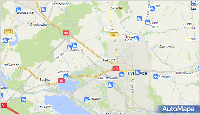 mapa Paczynka, Paczynka na mapie Targeo