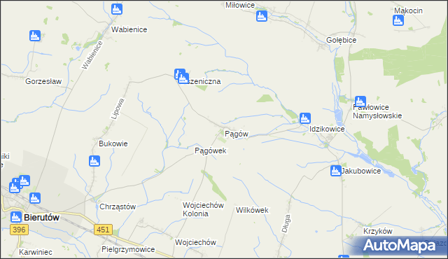 mapa Pągów gmina Wilków, Pągów gmina Wilków na mapie Targeo