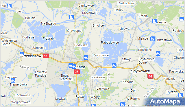 mapa Palczowice, Palczowice na mapie Targeo