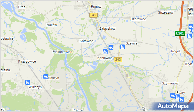 mapa Paniowice, Paniowice na mapie Targeo