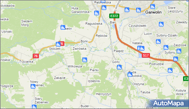 mapa Parcele-Rębków, Parcele-Rębków na mapie Targeo