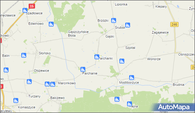 mapa Parchanki, Parchanki na mapie Targeo