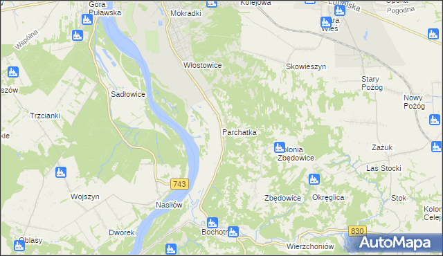 mapa Parchatka, Parchatka na mapie Targeo