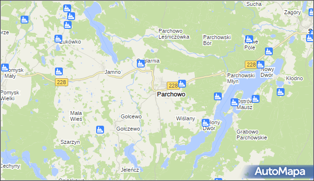 mapa Parchowo powiat bytowski, Parchowo powiat bytowski na mapie Targeo