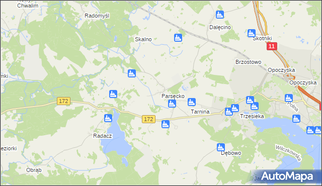 mapa Parsęcko, Parsęcko na mapie Targeo