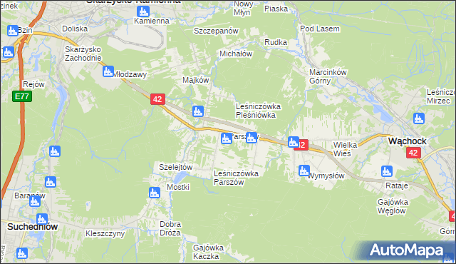 mapa Parszów, Parszów na mapie Targeo