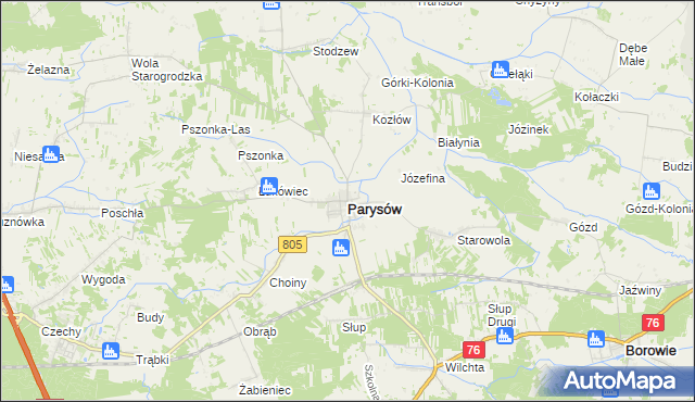 mapa Parysów, Parysów na mapie Targeo