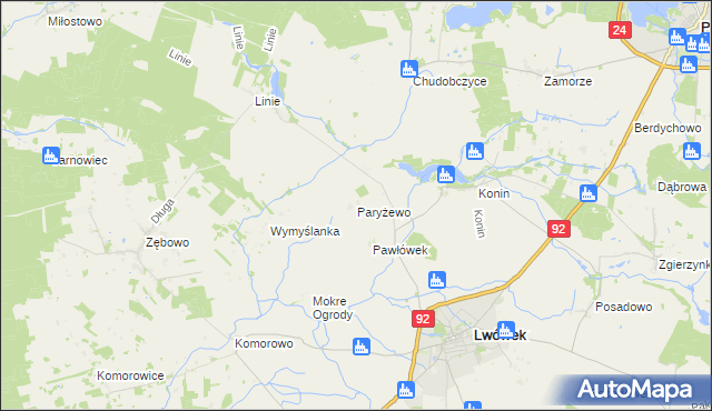 mapa Paryżewo, Paryżewo na mapie Targeo