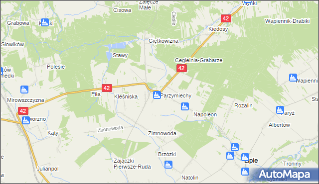 mapa Parzymiechy, Parzymiechy na mapie Targeo