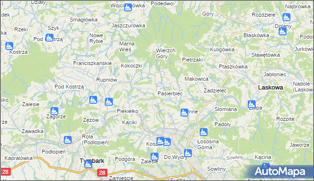 mapa Pasierbiec, Pasierbiec na mapie Targeo