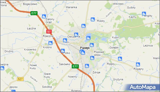 mapa Pasłęk, Pasłęk na mapie Targeo