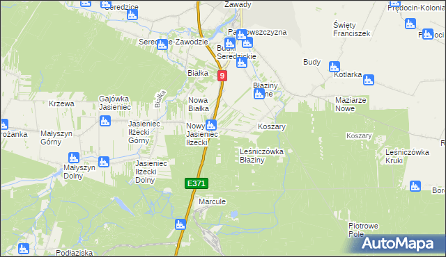 mapa Pastwiska gmina Iłża, Pastwiska gmina Iłża na mapie Targeo