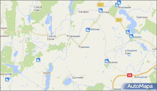 mapa Pawłowo gmina Gardeja, Pawłowo gmina Gardeja na mapie Targeo