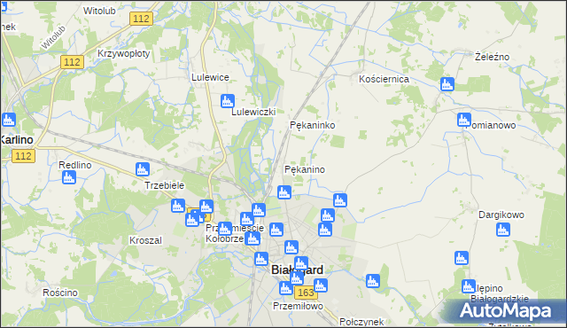 mapa Pękanino gmina Białogard, Pękanino gmina Białogard na mapie Targeo
