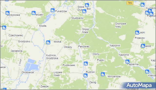 mapa Pękowiec, Pękowiec na mapie Targeo