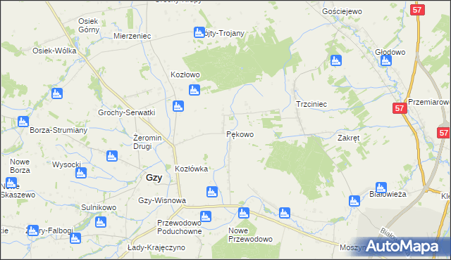 mapa Pękowo, Pękowo na mapie Targeo