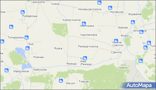 mapa Perespa-Kolonia, Perespa-Kolonia na mapie Targeo