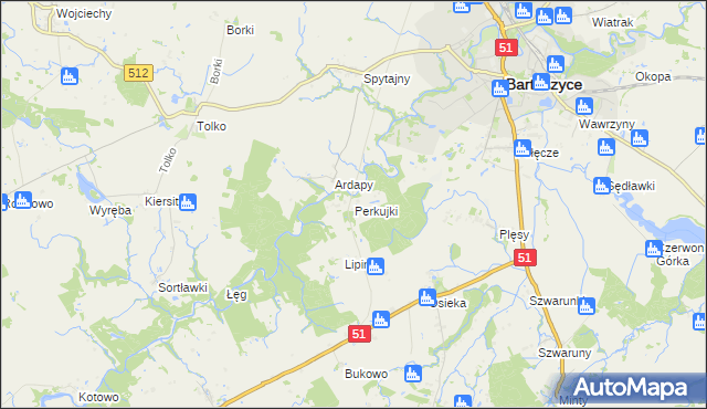 mapa Perkujki, Perkujki na mapie Targeo