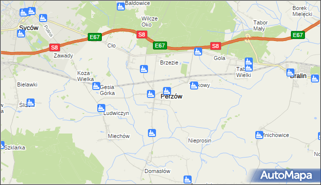 mapa Perzów, Perzów na mapie Targeo