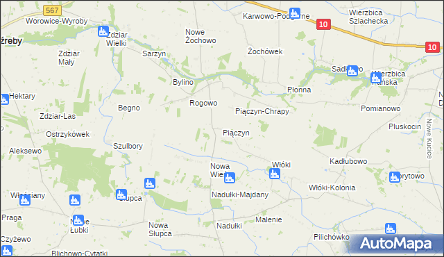 mapa Piączyn, Piączyn na mapie Targeo