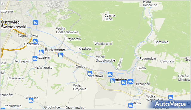 mapa Piaski Brzóstowskie, Piaski Brzóstowskie na mapie Targeo