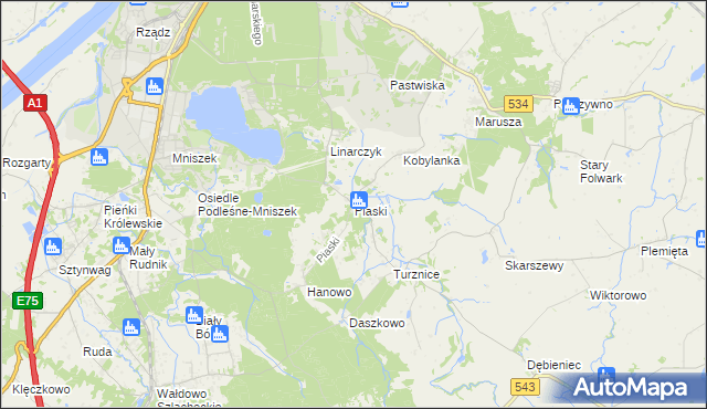 mapa Piaski gmina Grudziądz, Piaski gmina Grudziądz na mapie Targeo