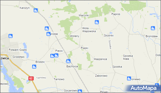 mapa Piaski gmina Kruszwica, Piaski gmina Kruszwica na mapie Targeo
