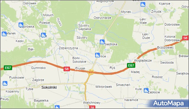 mapa Pichlice, Pichlice na mapie Targeo