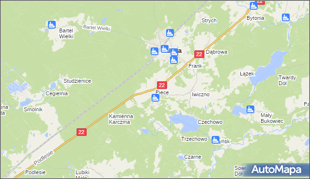 mapa Piece gmina Kaliska, Piece gmina Kaliska na mapie Targeo