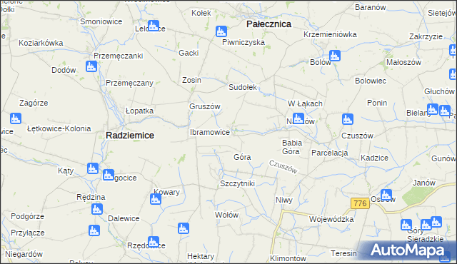 mapa Pieczonogi gmina Pałecznica, Pieczonogi gmina Pałecznica na mapie Targeo