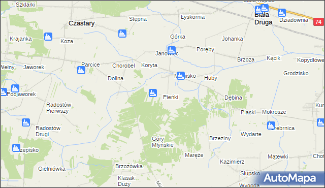 mapa Pieńki gmina Biała, Pieńki gmina Biała na mapie Targeo