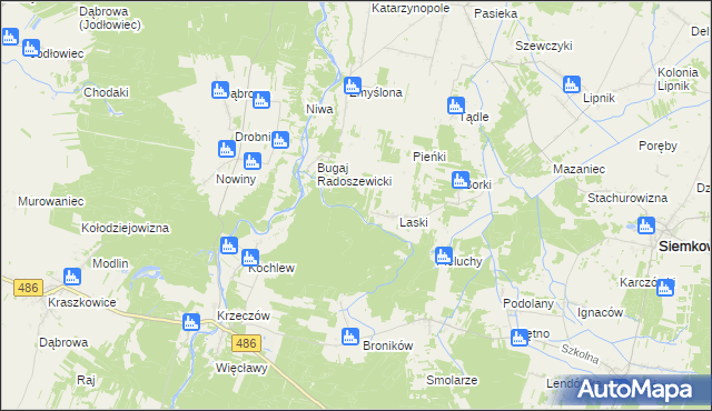 mapa Pieńki Laskowskie, Pieńki Laskowskie na mapie Targeo