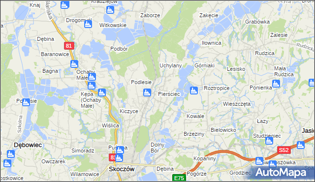 mapa Pierściec, Pierściec na mapie Targeo