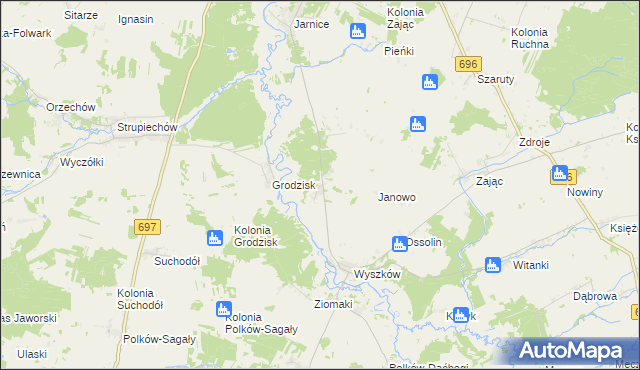 mapa Pierzchały gmina Liw, Pierzchały gmina Liw na mapie Targeo