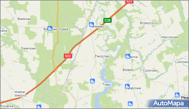 mapa Pierzchały gmina Płoskinia, Pierzchały gmina Płoskinia na mapie Targeo
