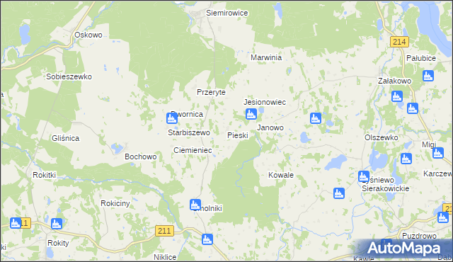 mapa Pieski gmina Cewice, Pieski gmina Cewice na mapie Targeo