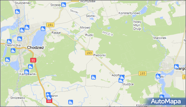 mapa Pietronki, Pietronki na mapie Targeo