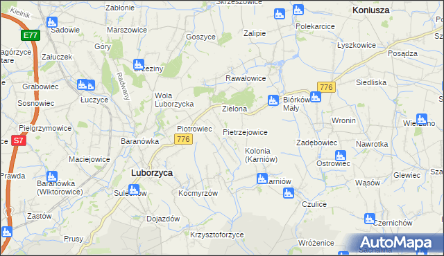 mapa Pietrzejowice, Pietrzejowice na mapie Targeo