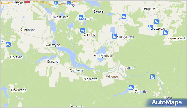 mapa Pietrzykówko, Pietrzykówko na mapie Targeo