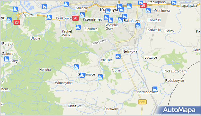 mapa Pikulice, Pikulice na mapie Targeo