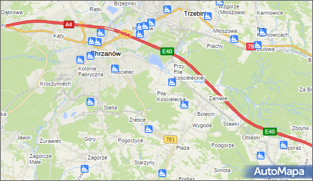 mapa Piła Kościelecka, Piła Kościelecka na mapie Targeo