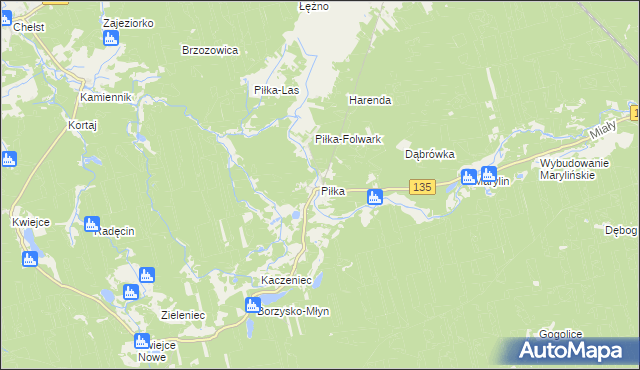 mapa Piłka gmina Drawsko, Piłka gmina Drawsko na mapie Targeo