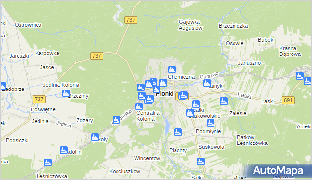 mapa Pionki, Pionki na mapie Targeo