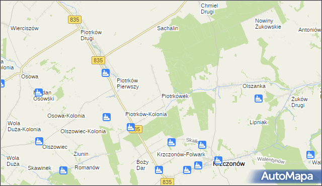 mapa Piotrkówek gmina Krzczonów, Piotrkówek gmina Krzczonów na mapie Targeo