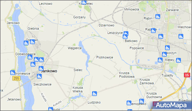 mapa Piotrkowice gmina Inowrocław, Piotrkowice gmina Inowrocław na mapie Targeo